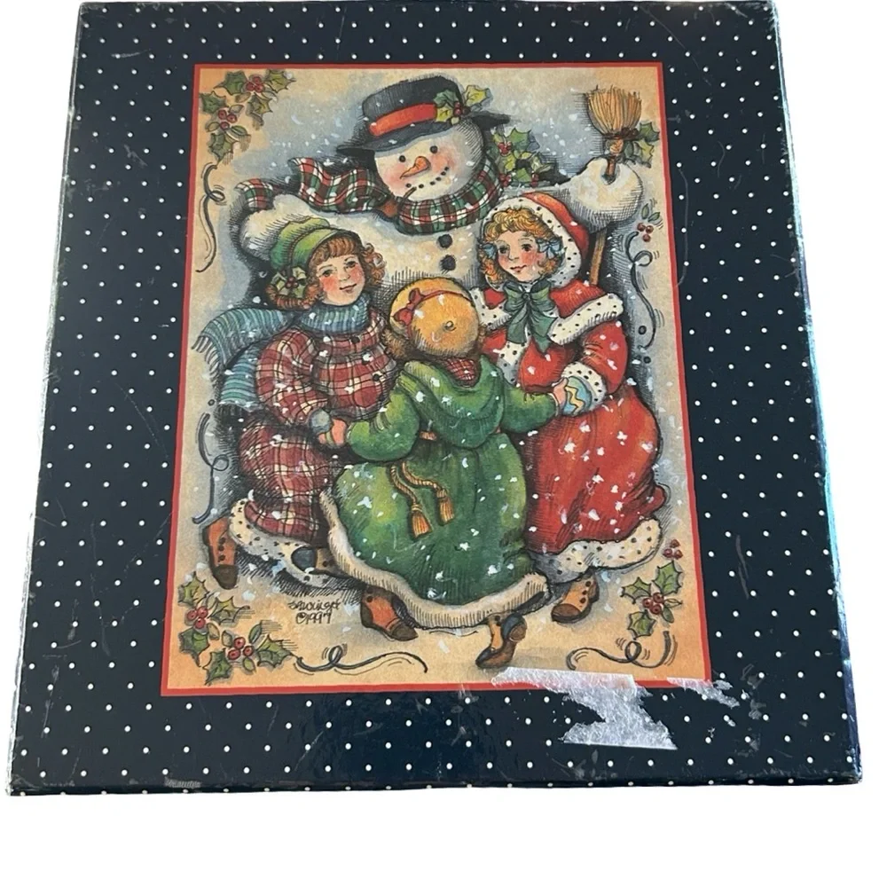 Vtg 1998 Susan Winget Merry Round Snowmen #4 Figurine by Lang & Wise W/ Box